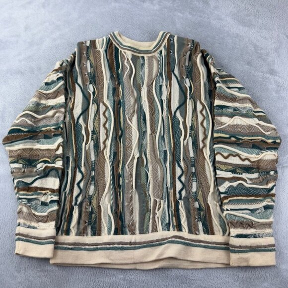 COOGI Australia Cream / Brown Wool Retro Sweater Men’s Size S - Picture 1 of 15